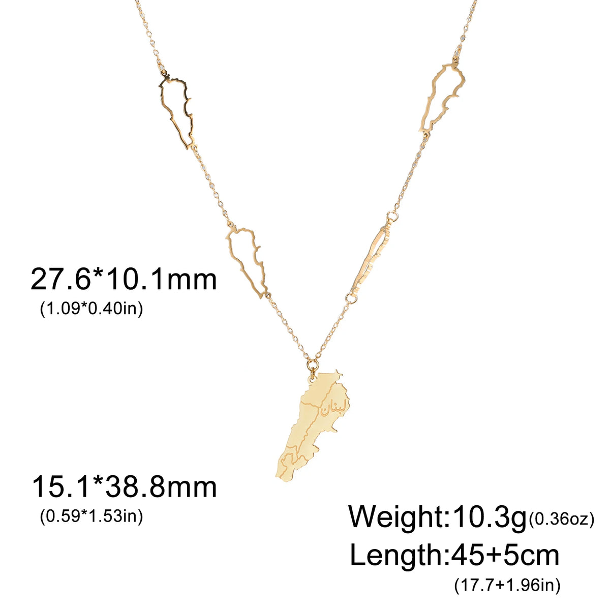 Lebanon Map Necklace Hollow