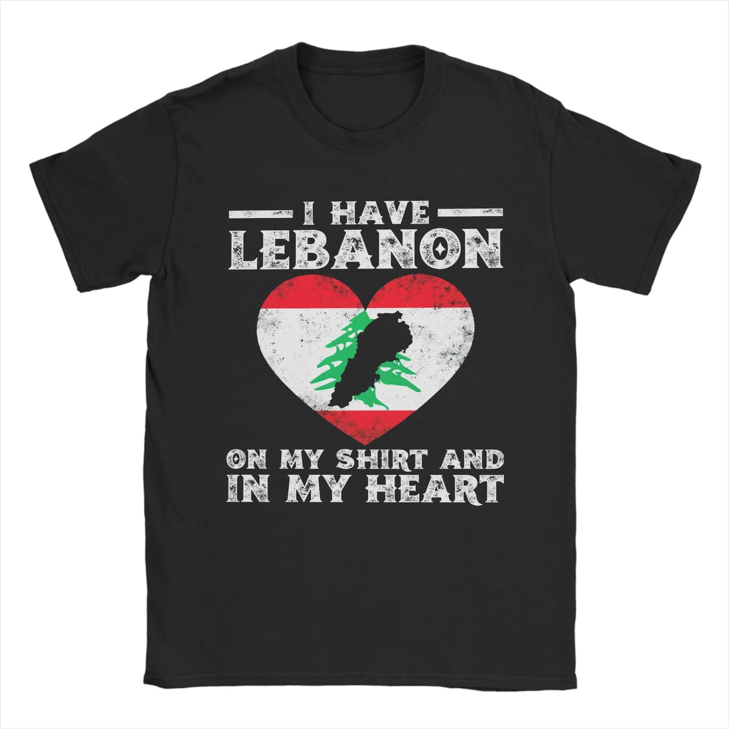 Lebanon Heart Flag Arabic Text T Shirts