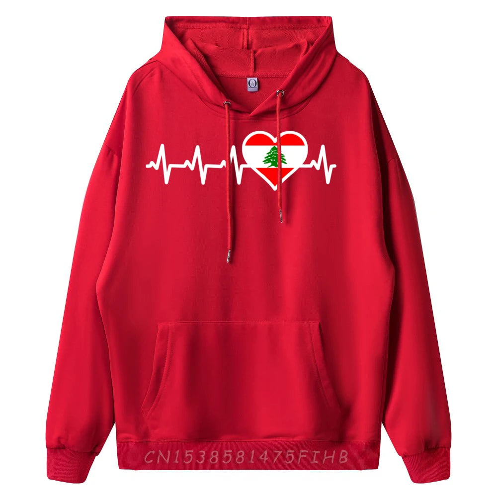Lebanon Heartbeat Lebanese Flag Pullover Hoodie