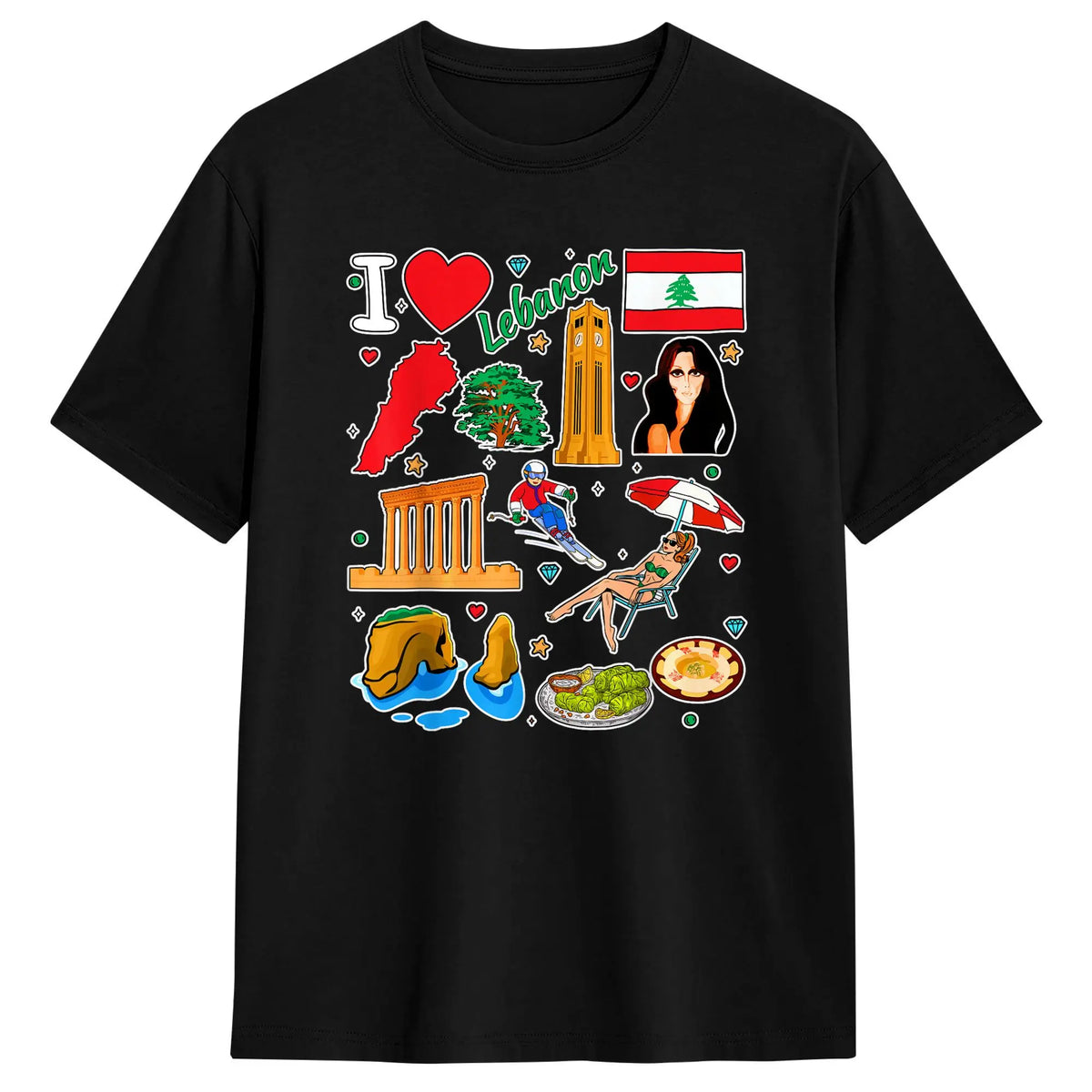 Lebanese Heritage Icons Graphic T-Shirt