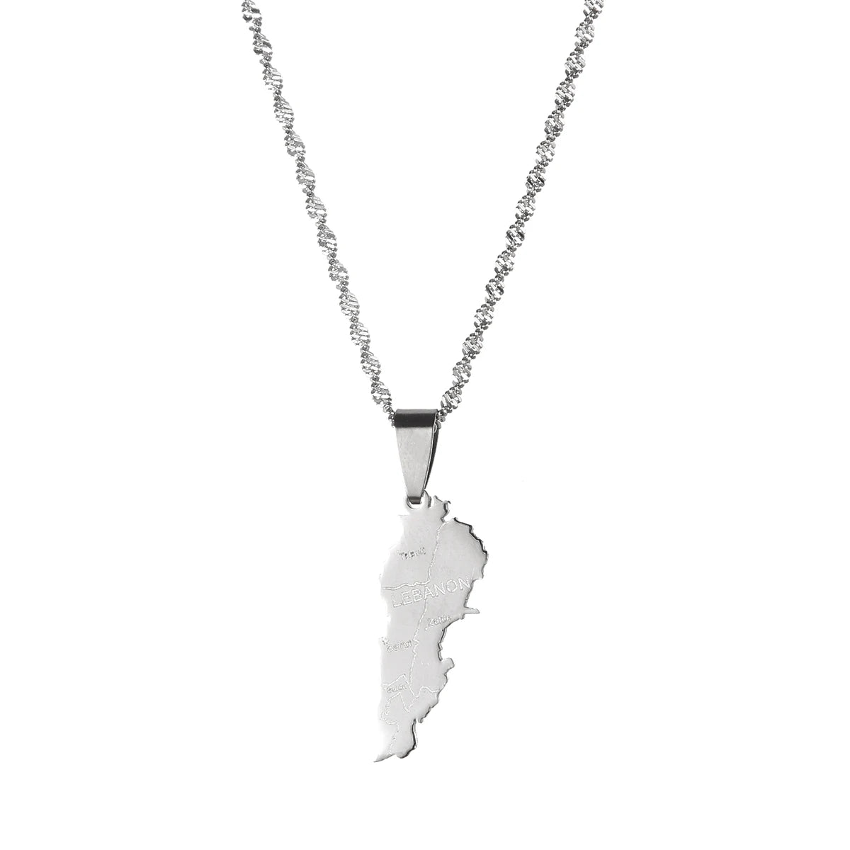 Stainless Steel Liban Map Pendant Necklace for Women Girls Fashion Lebanon Map Jewelry
