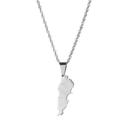 Stainless Steel Liban Map Pendant Necklace for Women Girls Fashion Lebanon Map Jewelry