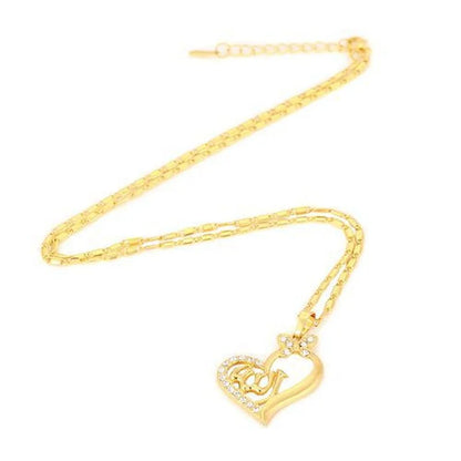 Heart Shaped Gold Allah Pendant Necklace