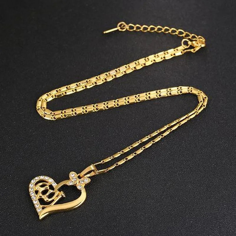 Heart Shaped Gold Allah Pendant Necklace