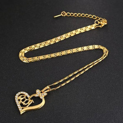 Heart Shaped Gold Allah Pendant Necklace