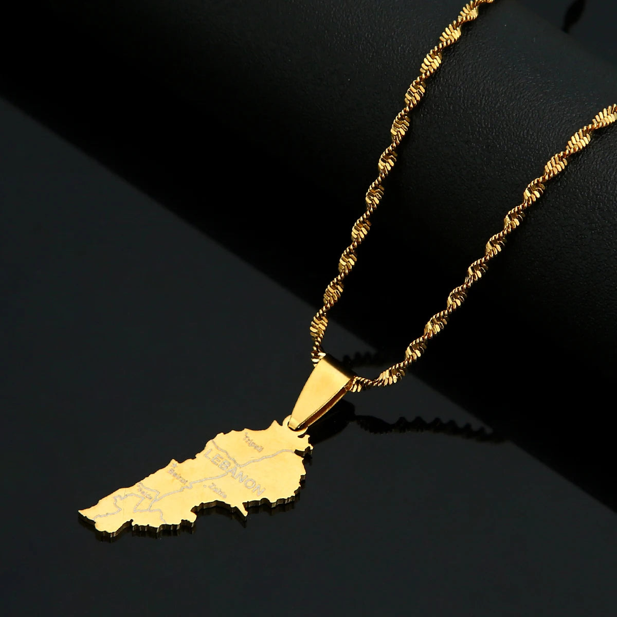 Stainless Steel Liban Map Pendant Necklace for Women Girls Fashion Lebanon Map Jewelry