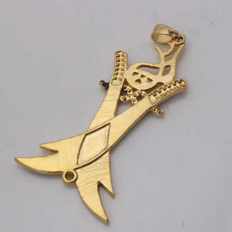 Two Islamic Imam Ali Sword Zulfiqar Pendant Necklace