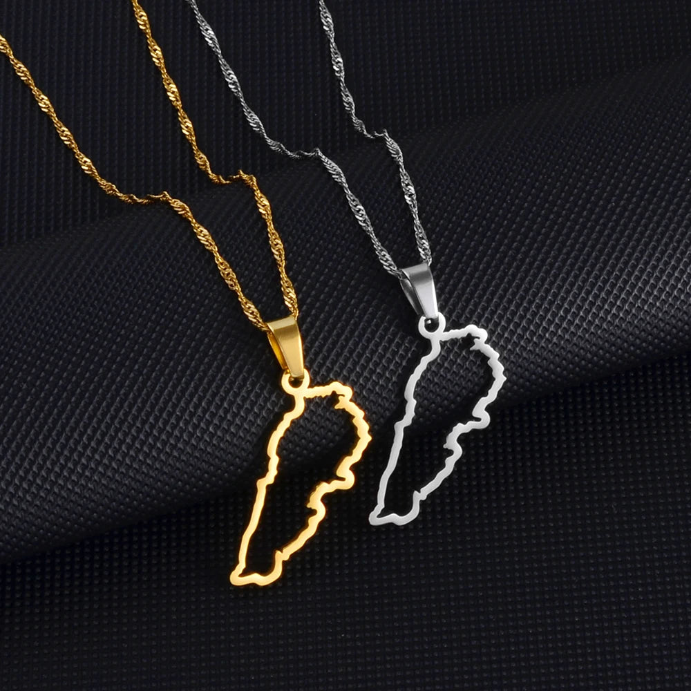 Lebanon Map Pendant Necklaces