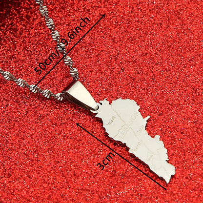 Stainless Steel Liban Map Pendant Necklace for Women Girls Fashion Lebanon Map Jewelry