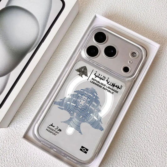 Lebanon Passport Phone Case for iPhone 17 16 15 14 13 12 11 Pro Max Plus Clear Magnetic Shockproof Scratch-Resistant