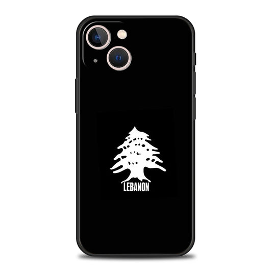 Lebanon Cedar Tree Phone Case Minimalist Black Design