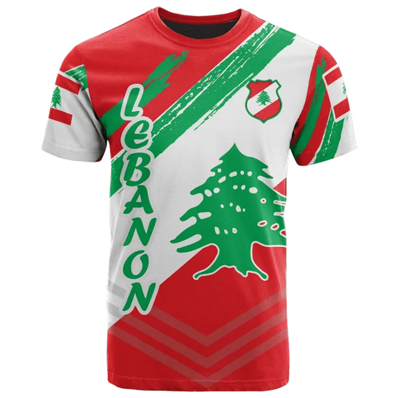 The Republic-of Lebanon Map Flag 3D Print T Shirt