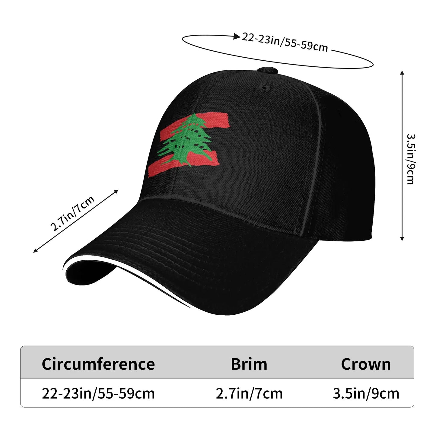 Lebanon Flag Map Casual Baseball Cap