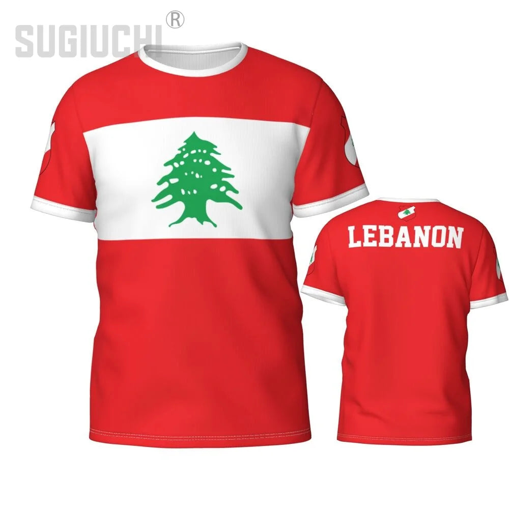 Custom Name Number Lebanon Flag Emblem 3D T-shirts