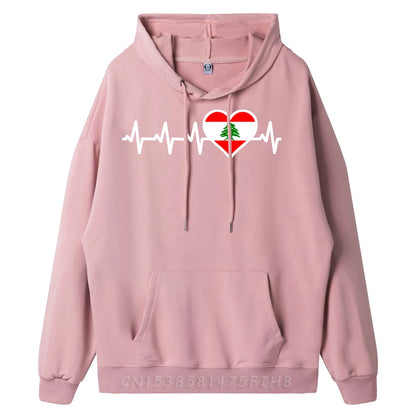 Lebanon Heartbeat Lebanese Flag Pullover Hoodie