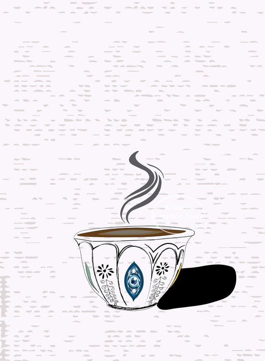 Minimalist Steaming Arabic Coffee Cup Canvas Decor
