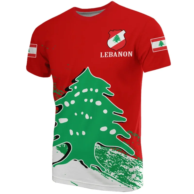 The Republic-of Lebanon Map Flag 3D Print T Shirt