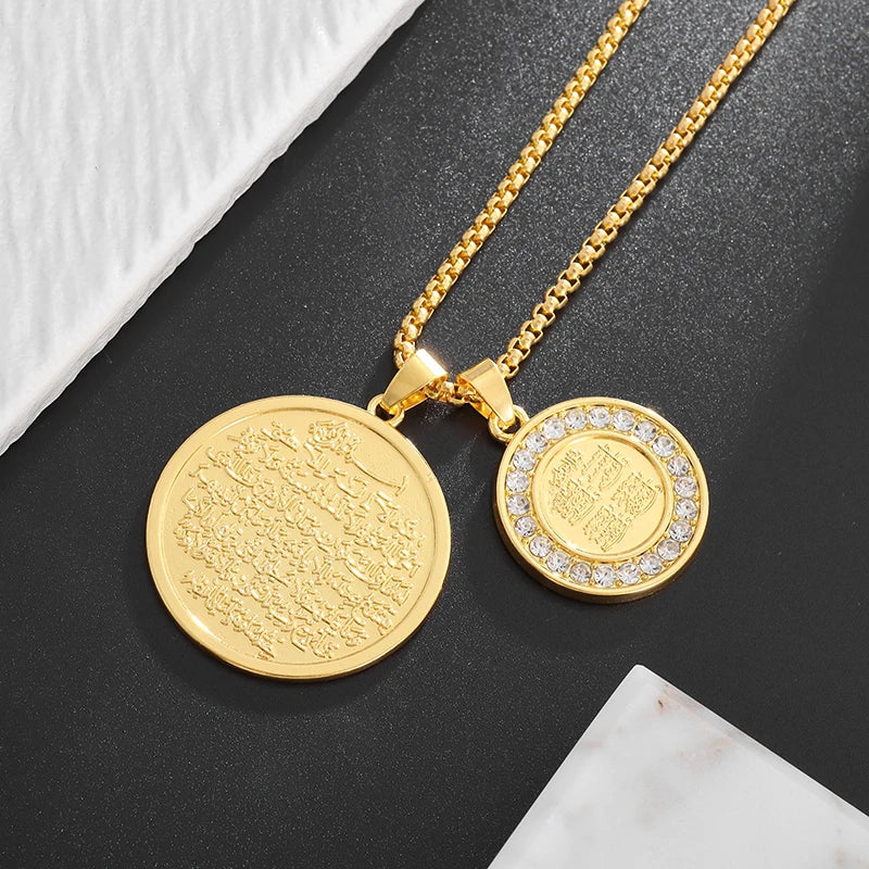 Zircon Islamic Quran Medal Pendant Necklace