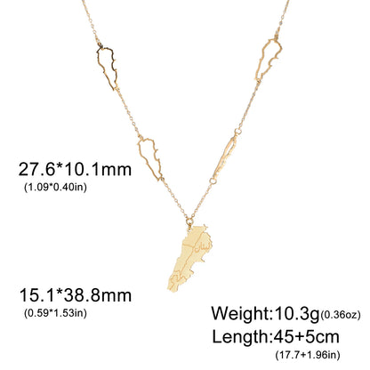 Lebanon Map Necklace Hollow