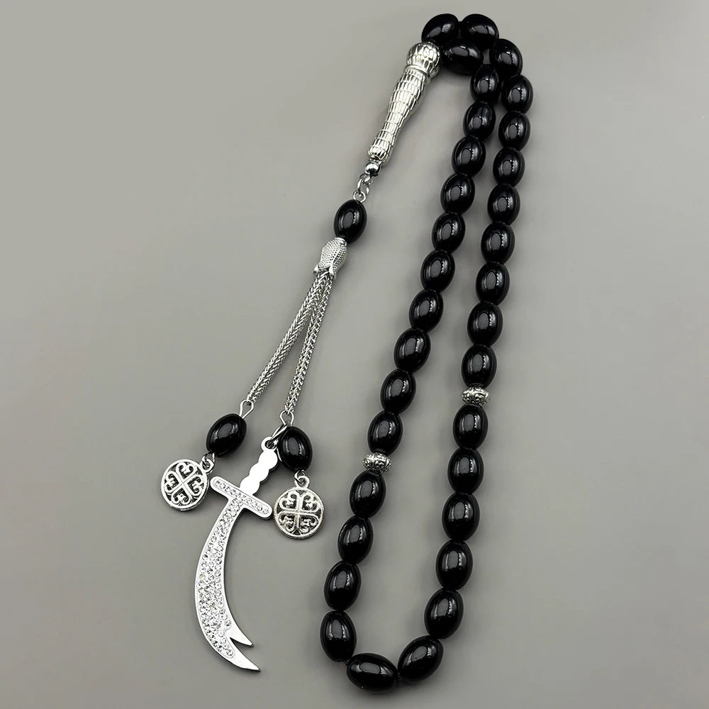 Zulfiqar Sword Car Pendant Blue Glass
