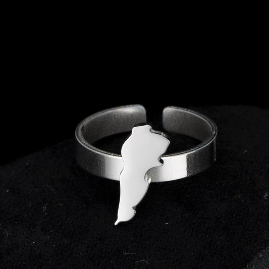 Silver and Gold Lebanon Map Country Ring