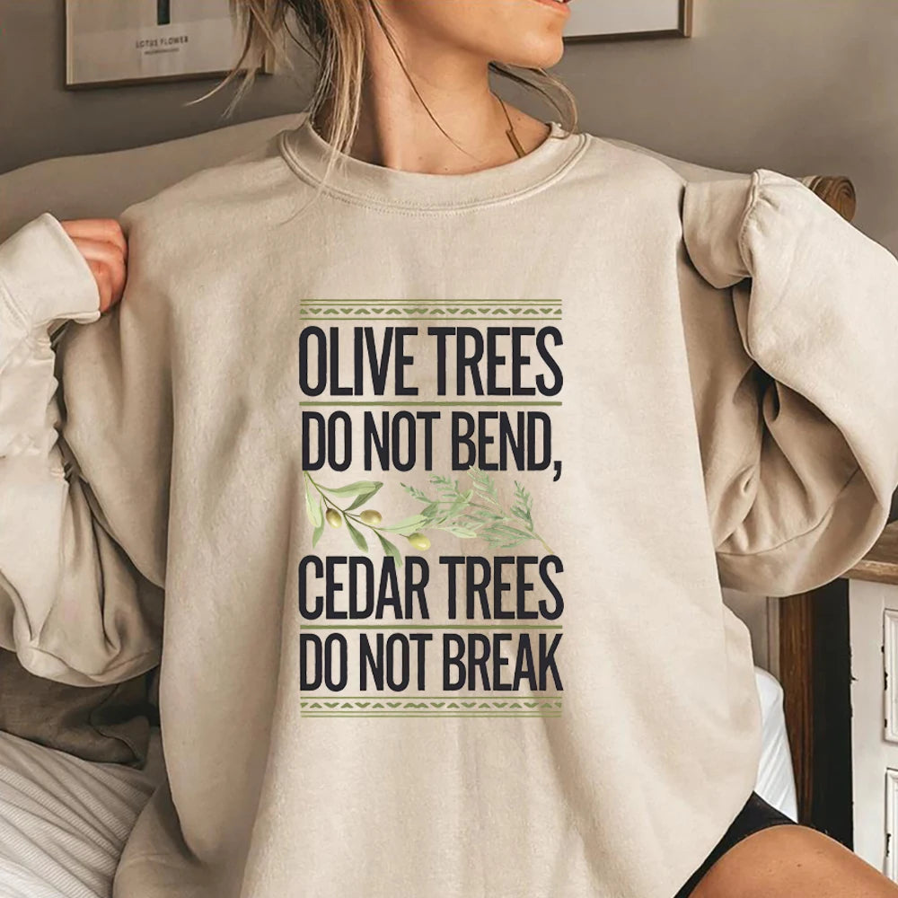 Retro Lebanon Sweatshirt Olive Cedar Trees