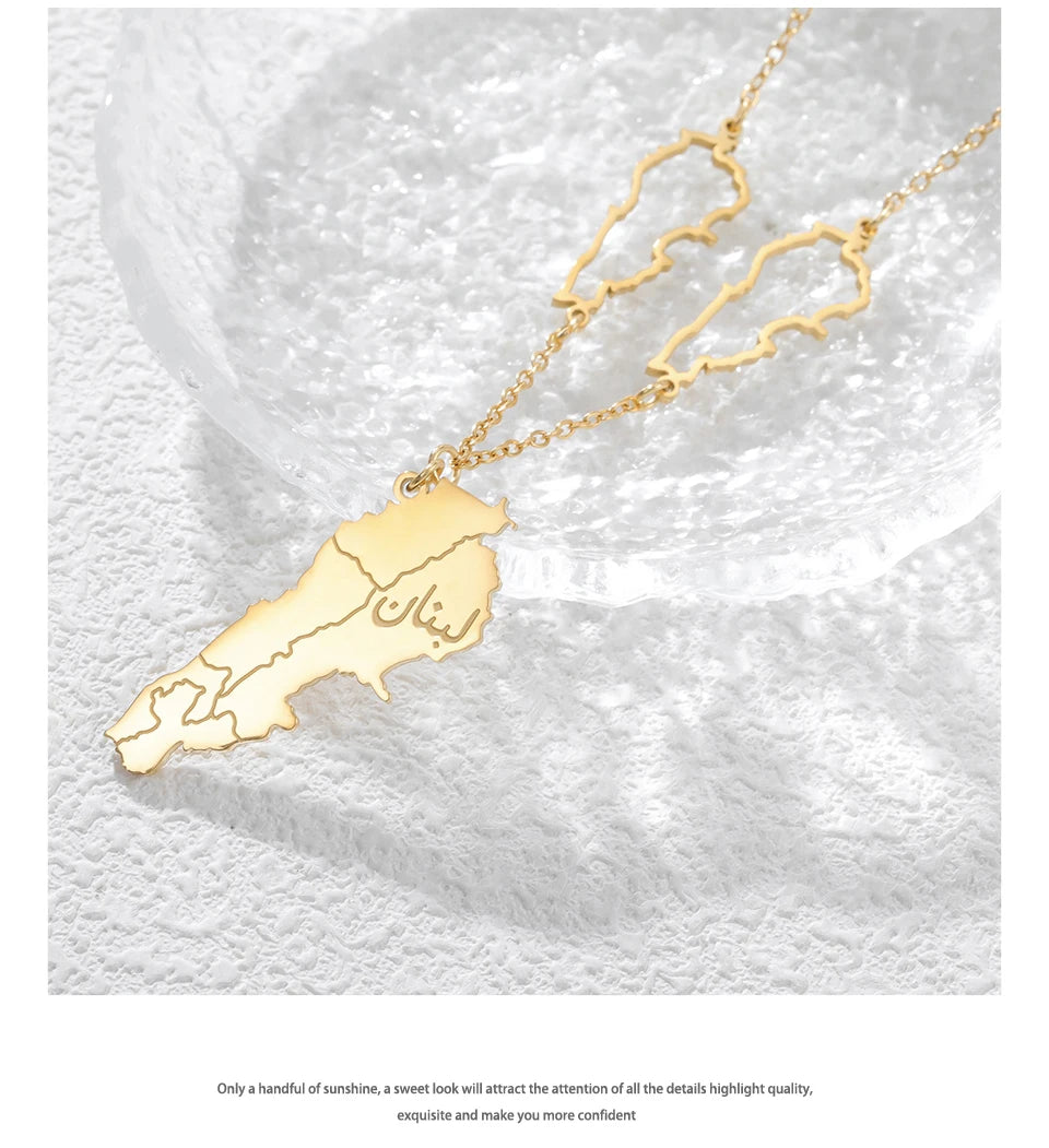 Lebanon Map Necklace Hollow