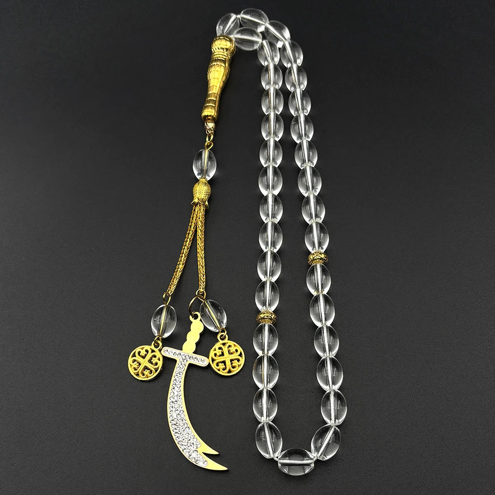 Zulfiqar Sword Car Pendant Blue Glass