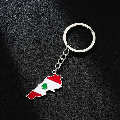 Fashion Lebanon Map Flag Key Chain Stainless Steel Men Women الجمهورية اللبنانية Maps Jewelry Gift