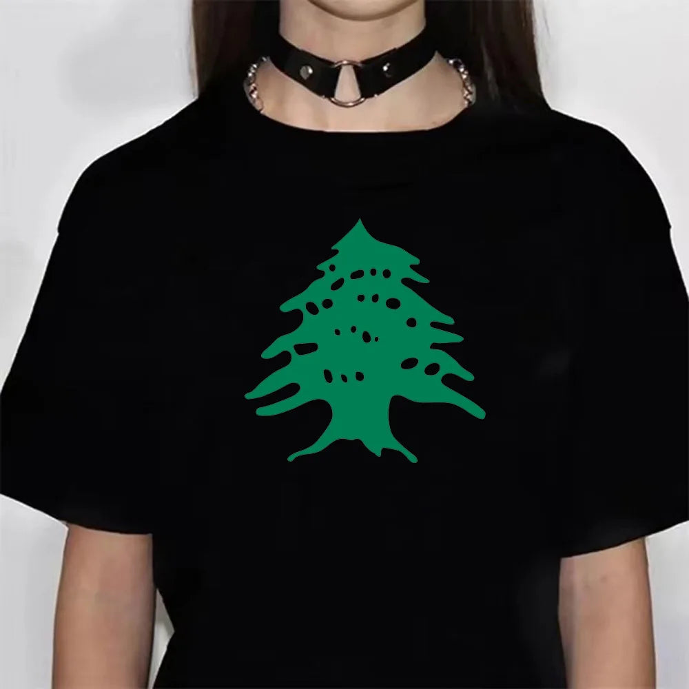 Lebanon top women crew neck top female anime clothes