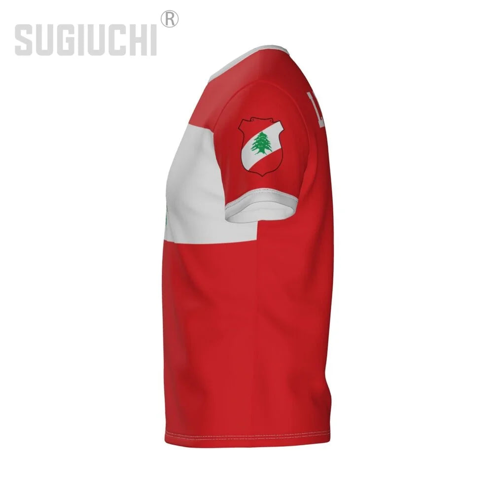 Custom Name Number Lebanon Flag Emblem 3D T-shirts