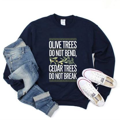 Retro Lebanon Sweatshirt Olive Cedar Trees