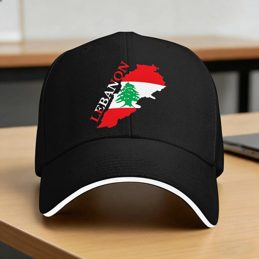 Black Vertical Lebanon Flag Map Baseball Cap