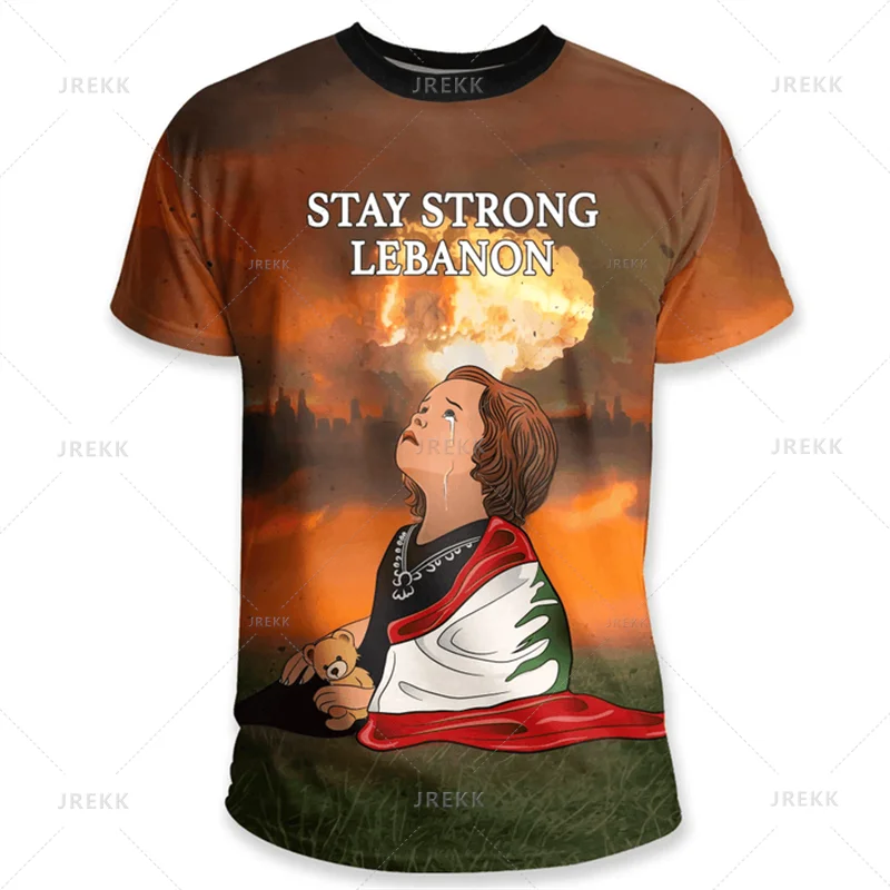 The Republic-of Lebanon Map Flag 3D Print T Shirt