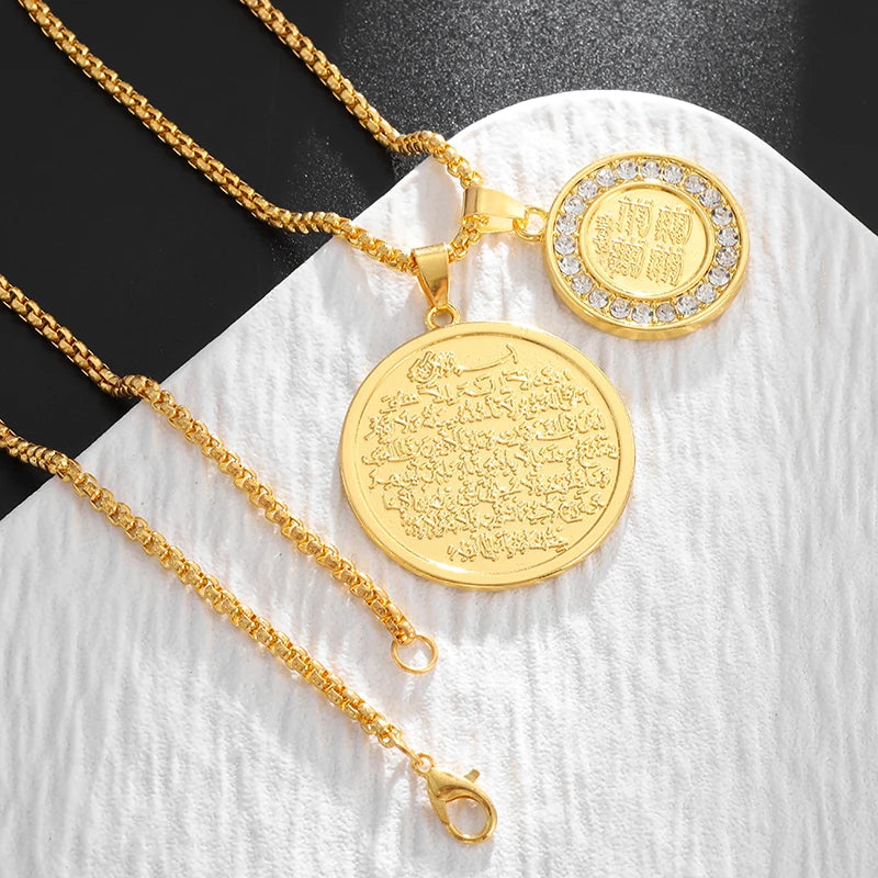 Zircon Islamic Quran Medal Pendant Necklace
