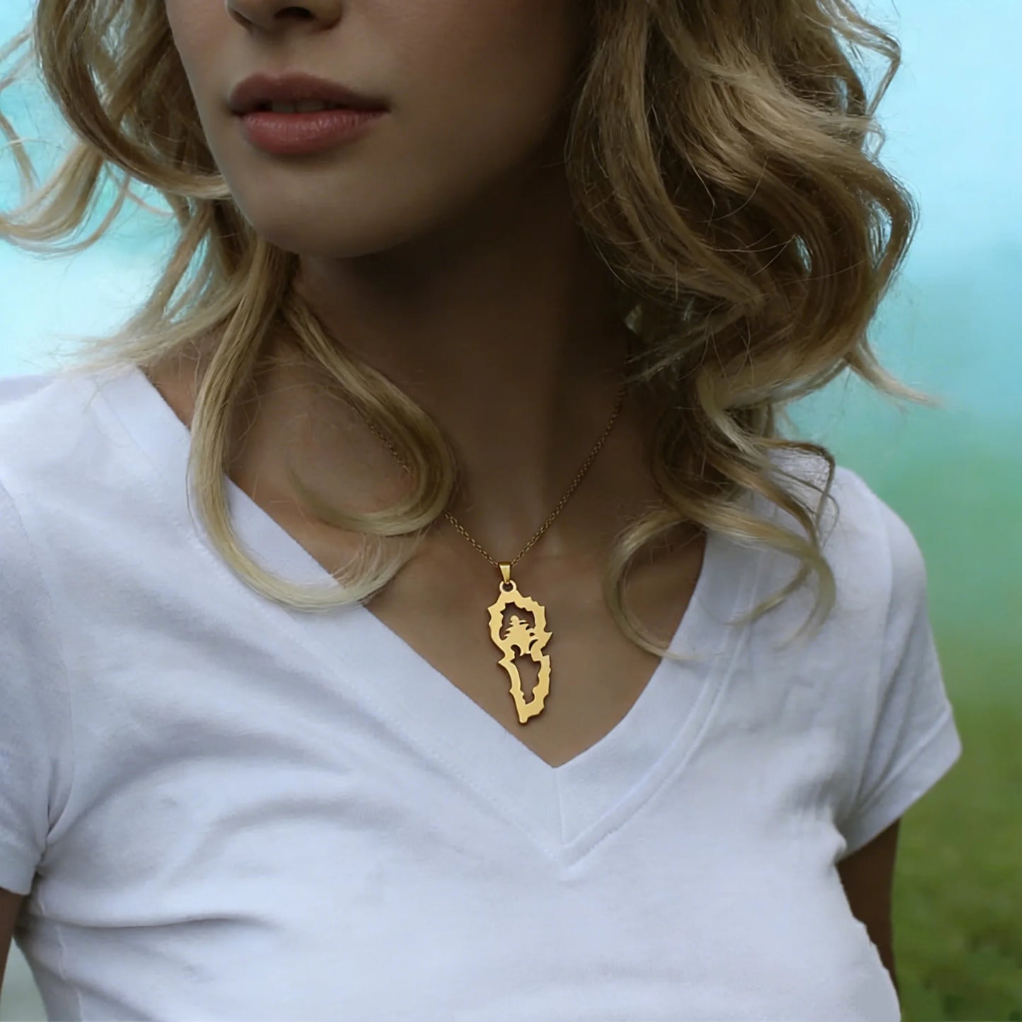 Lebanon Map Cedar Necklace Stainless Steel Gold Silver Hollow Geometric Pendant Lebanese National Cultural Trendy Jewelry