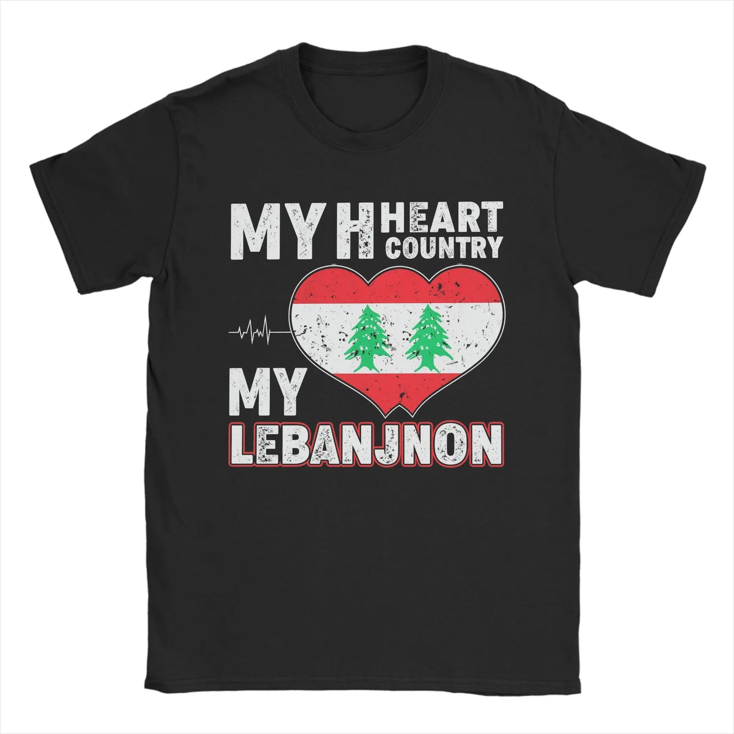 Lebanon Heart Flag Arabic Text T Shirts