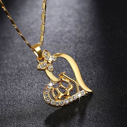 Heart Shaped Gold Allah Pendant Necklace