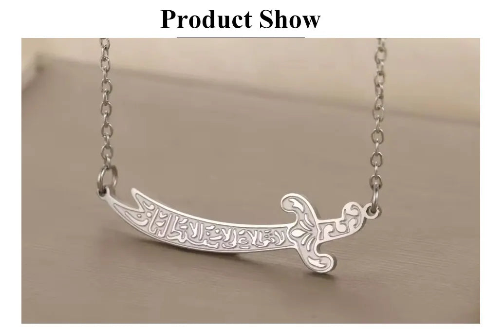 Imam Ali Zulfiqar Sword Pendant Necklace Stainless Steel
