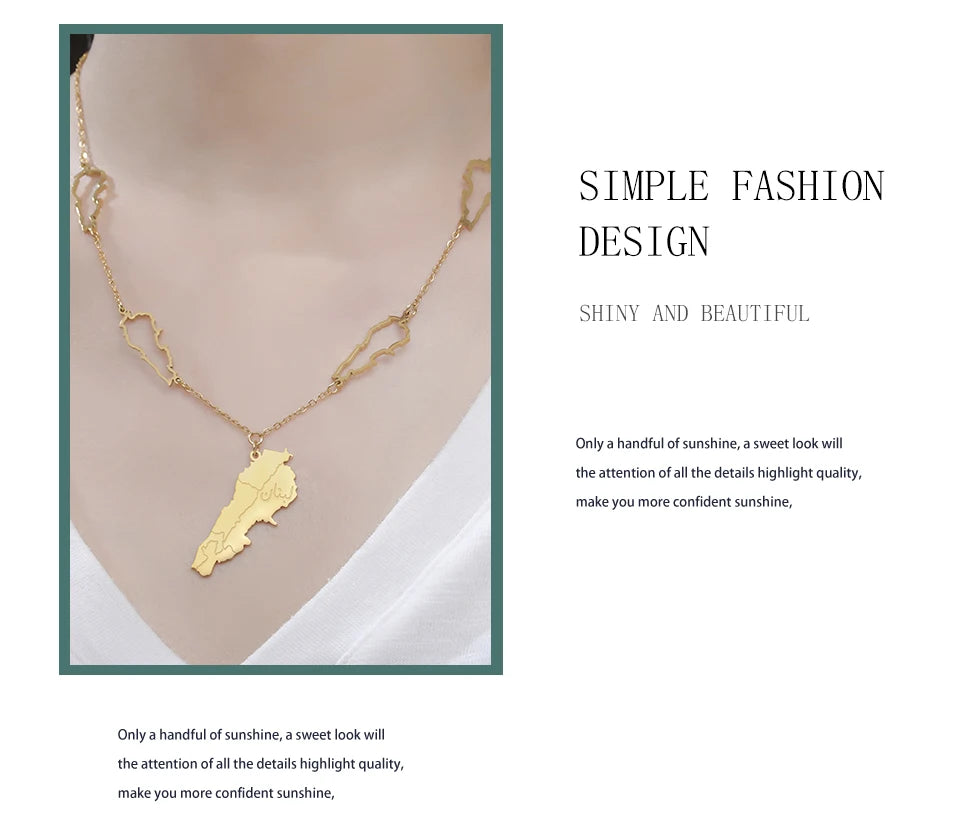 Lebanon Map Necklace Hollow