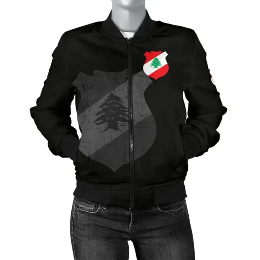 Monochrome Black Cedar Emblem Shadow Bomber Jacket