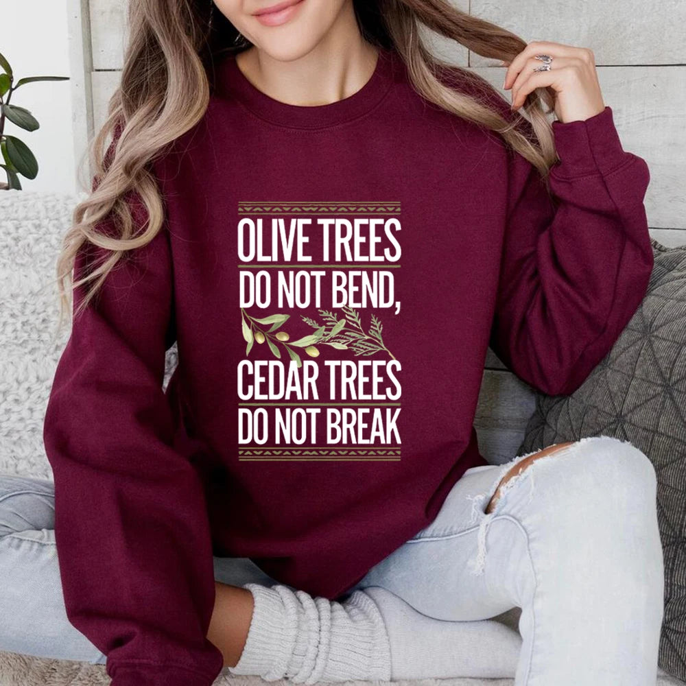 Retro Lebanon Sweatshirt Olive Cedar Trees
