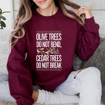 Retro Lebanon Sweatshirt Olive Cedar Trees