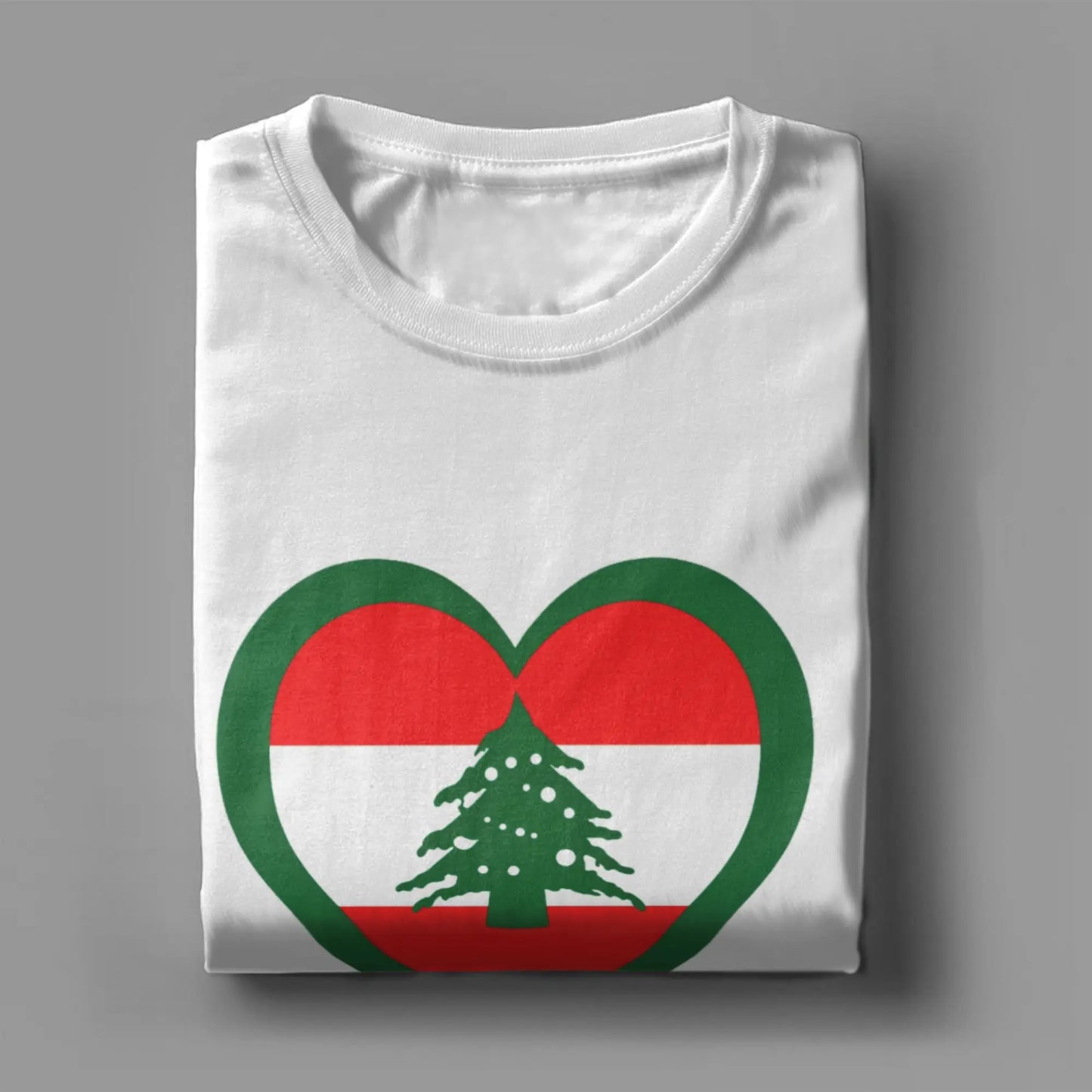 Lebanon Heart Flag Arabic Text T Shirts