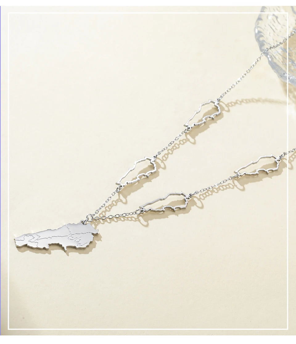 Lebanon Map Necklace Hollow