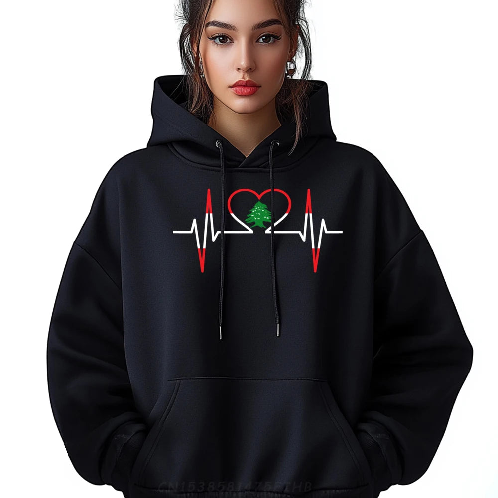 Heartbeat ECG Lebanon Country Flag