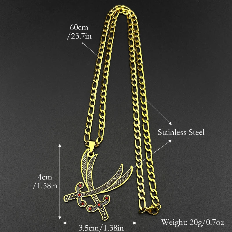 Imam Ali Sword Red Rhinestones Black Enamel