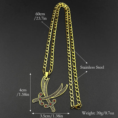 Imam Ali Sword Red Rhinestones Black Enamel