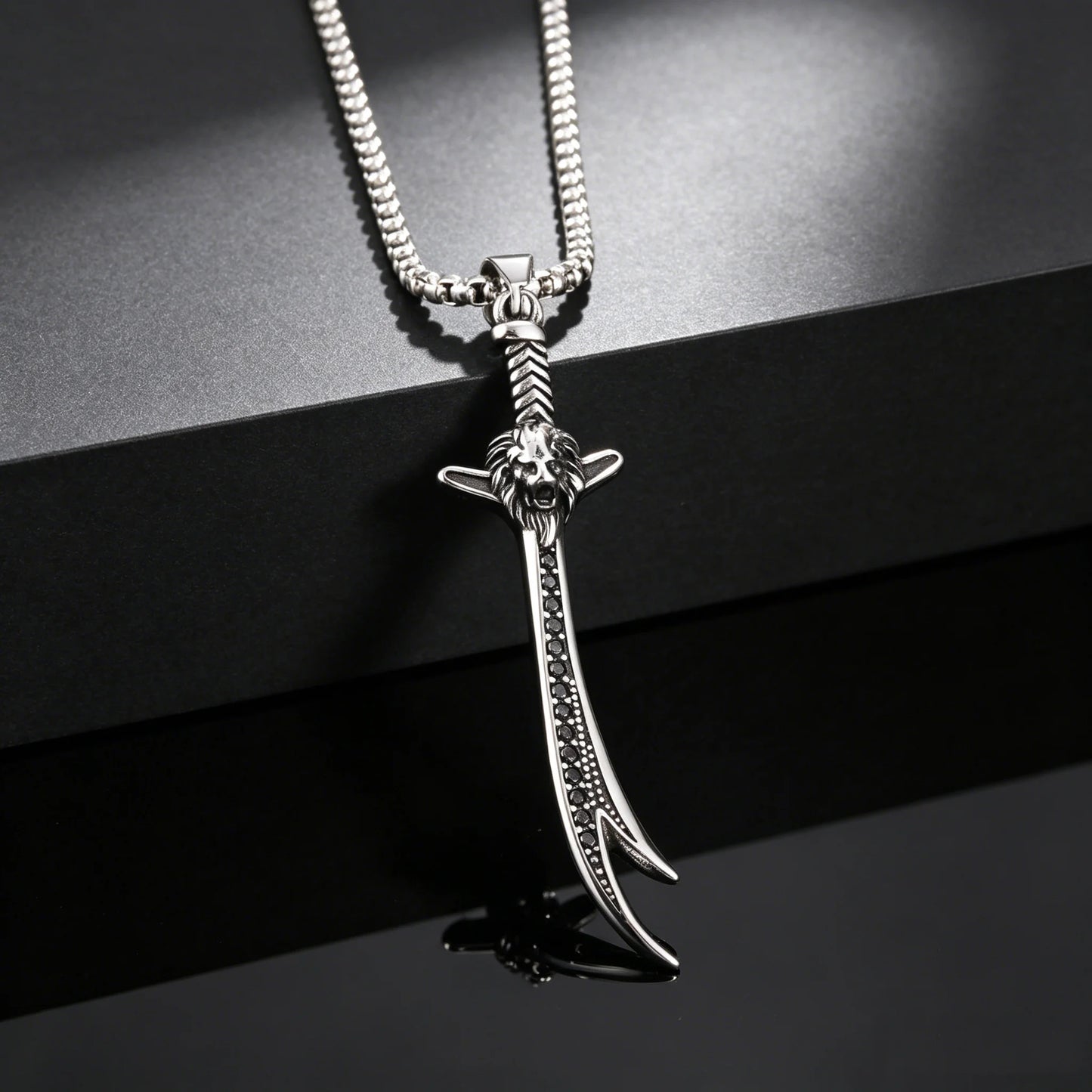 Retro Zulfiqar Sword and Lion Necklace