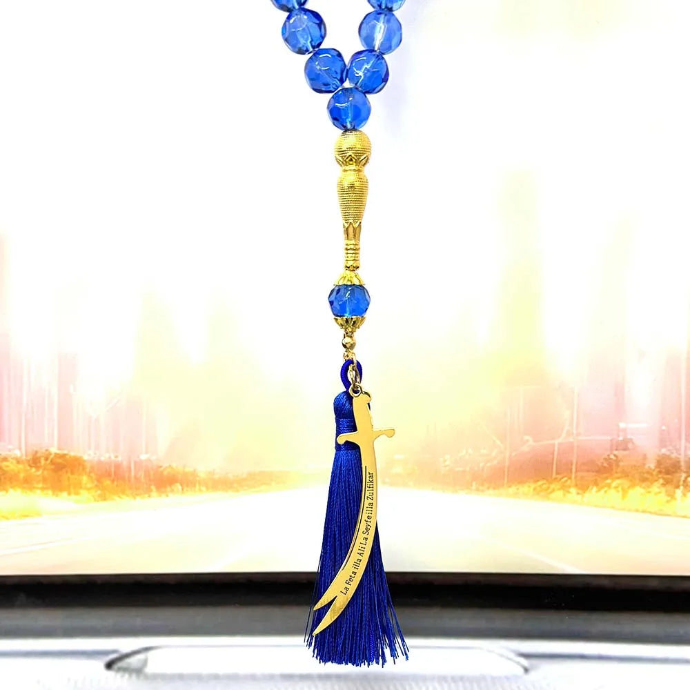 Zulfiqar Sword Pendant Blue Glass